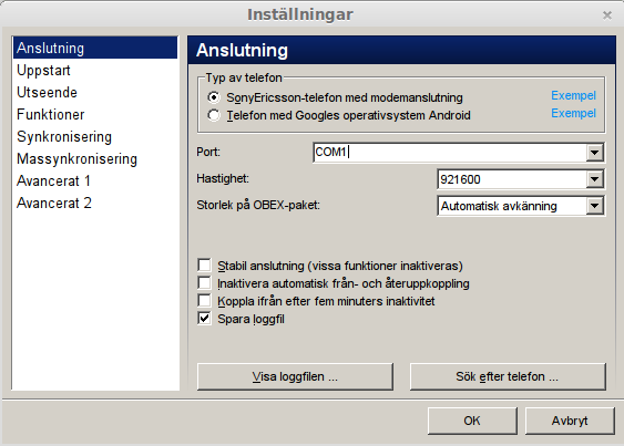 MyPhoneExplorer, inställningar.png